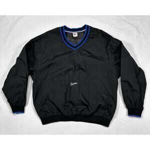 Vintage 90's Men L Nike OG Windbreaker V-neck Pullover Center Swoosh Pouch Black